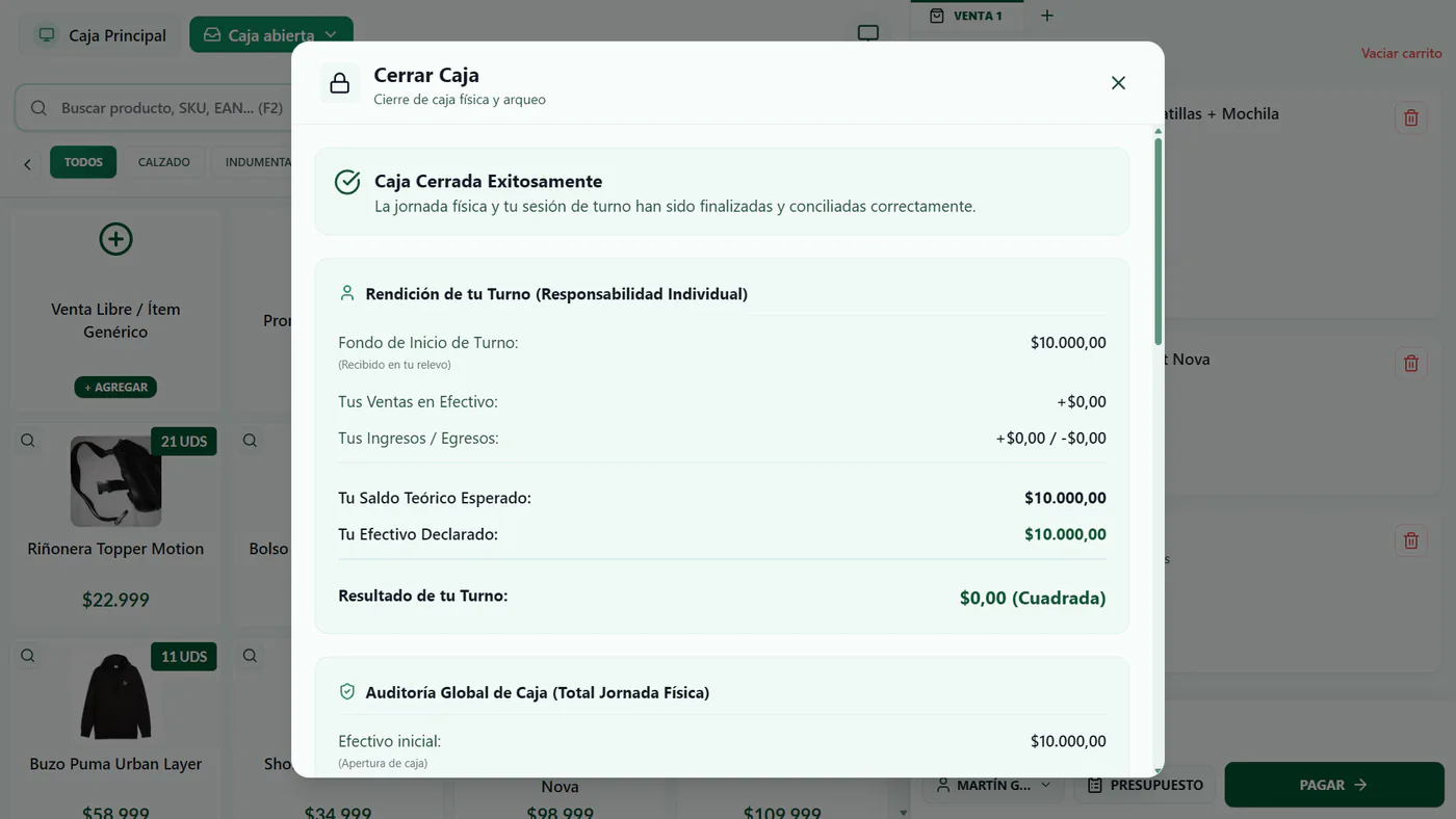 Caja y turnos de trabajo — Para almacenes